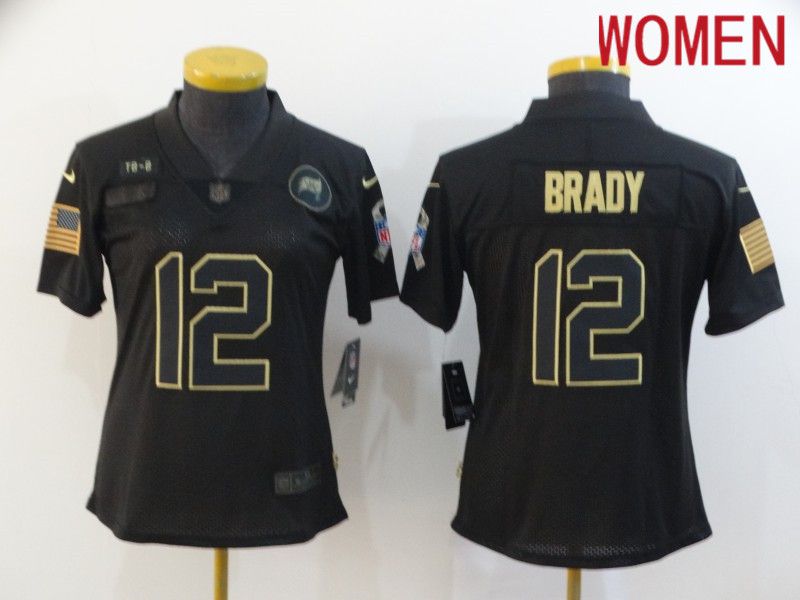 Women Tampa Bay Buccaneers #12 Brady Black gold lettering 2020 Nike NFL Jersey->tampa bay buccaneers->NFL Jersey